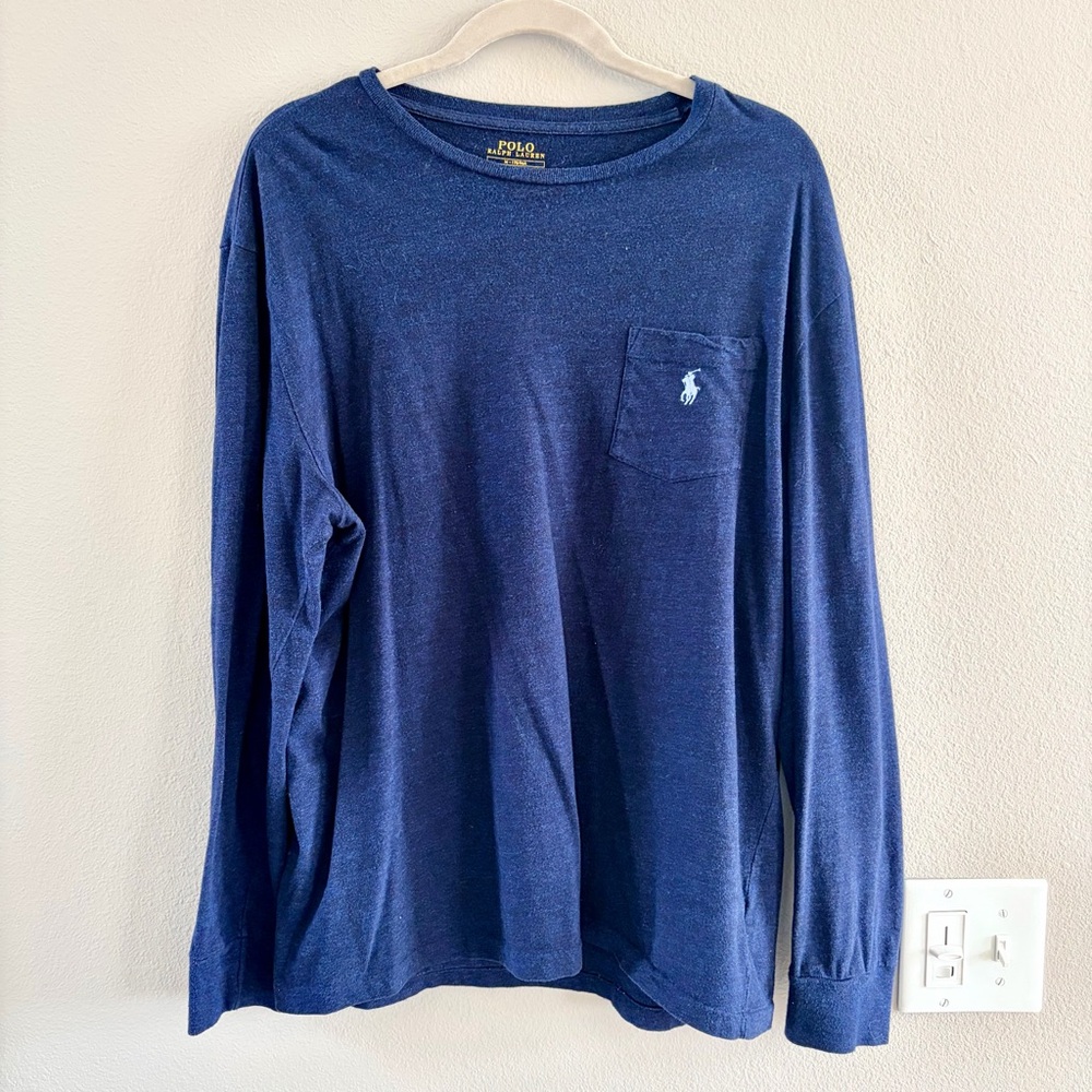 Men’s Medium Polo by Ralph Lauren Navy Blue Long-Sleeve Crewneck